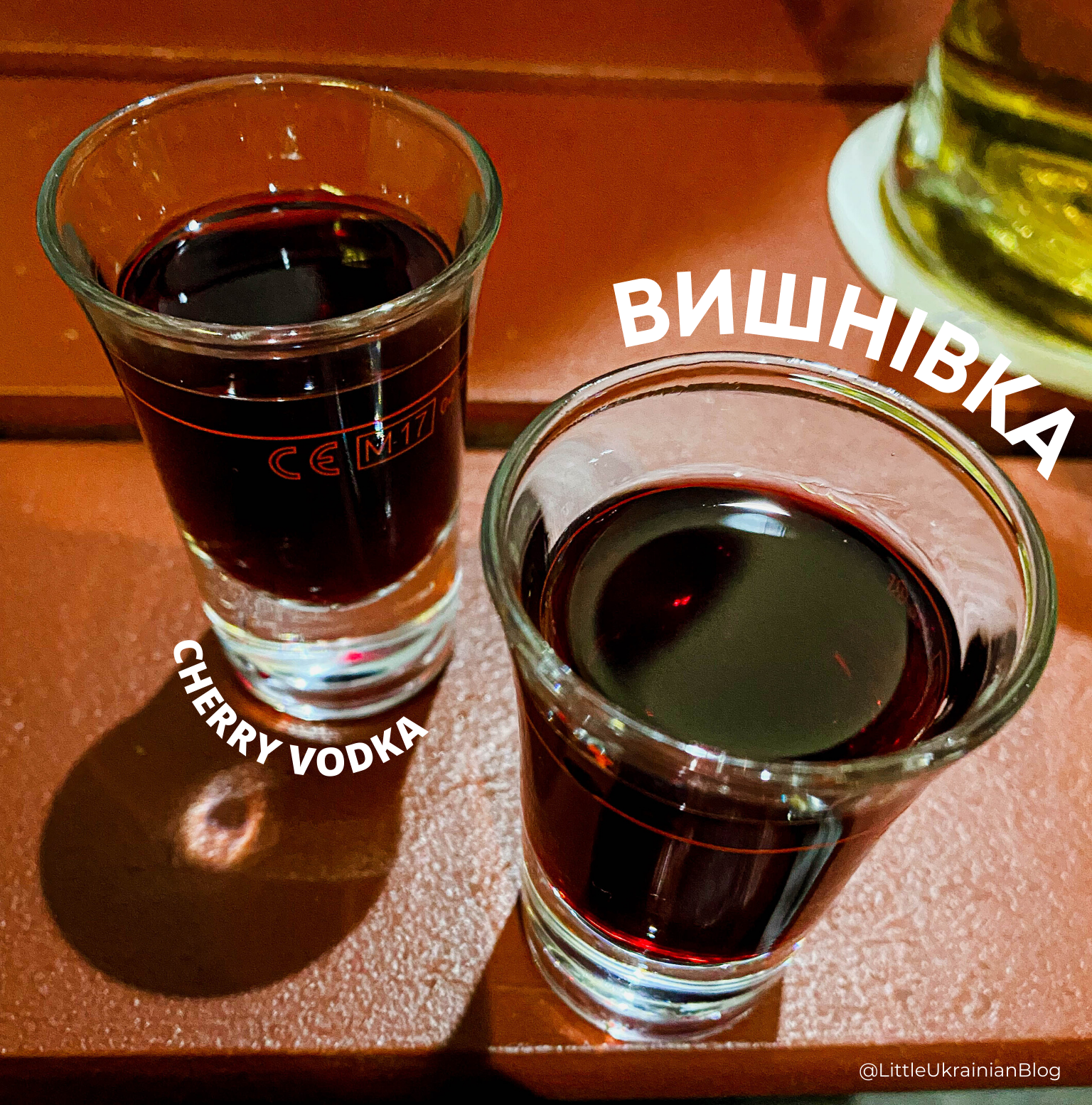 A picture of Cherry Vodka, at the Ukrainian restaurant Odessa Mama in Berlin, Germany.