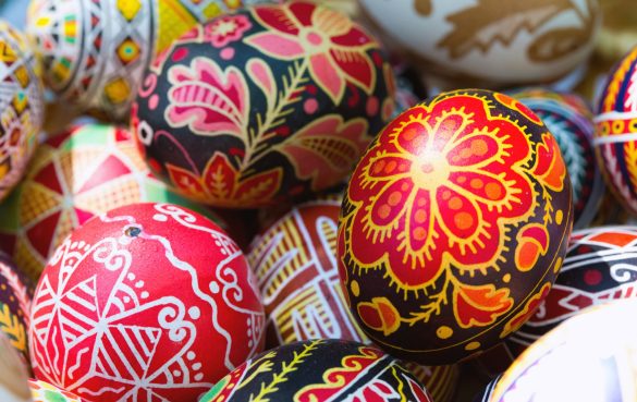 Ukrainian Easter Basket: Pysanky, traditional Ukrainian Easter Eggs.