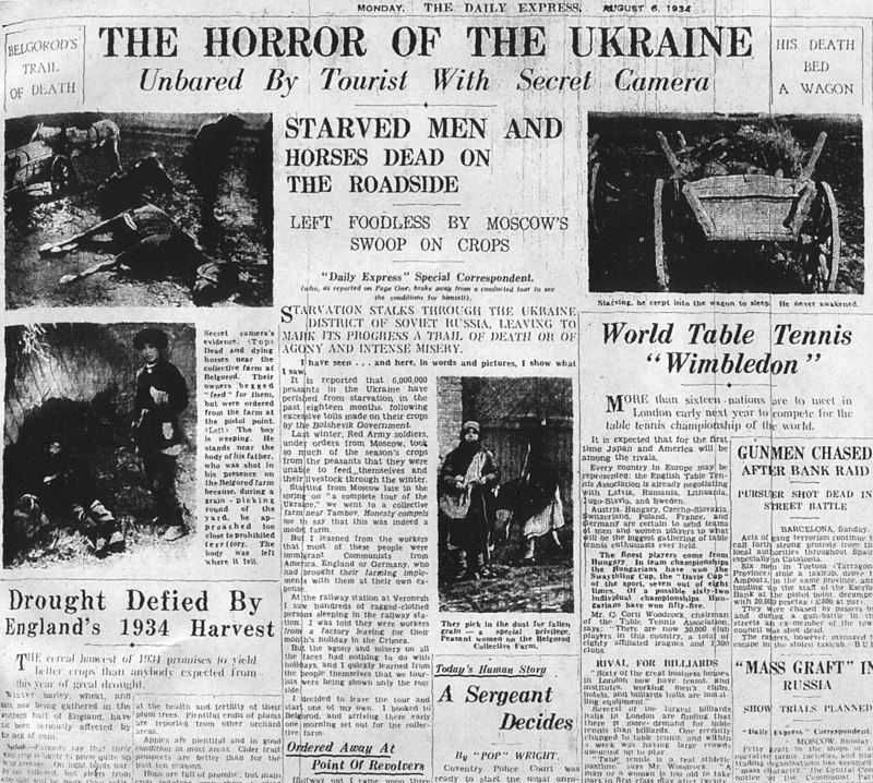 Daily Express, 6 August 1934, Holodomor News Clipping