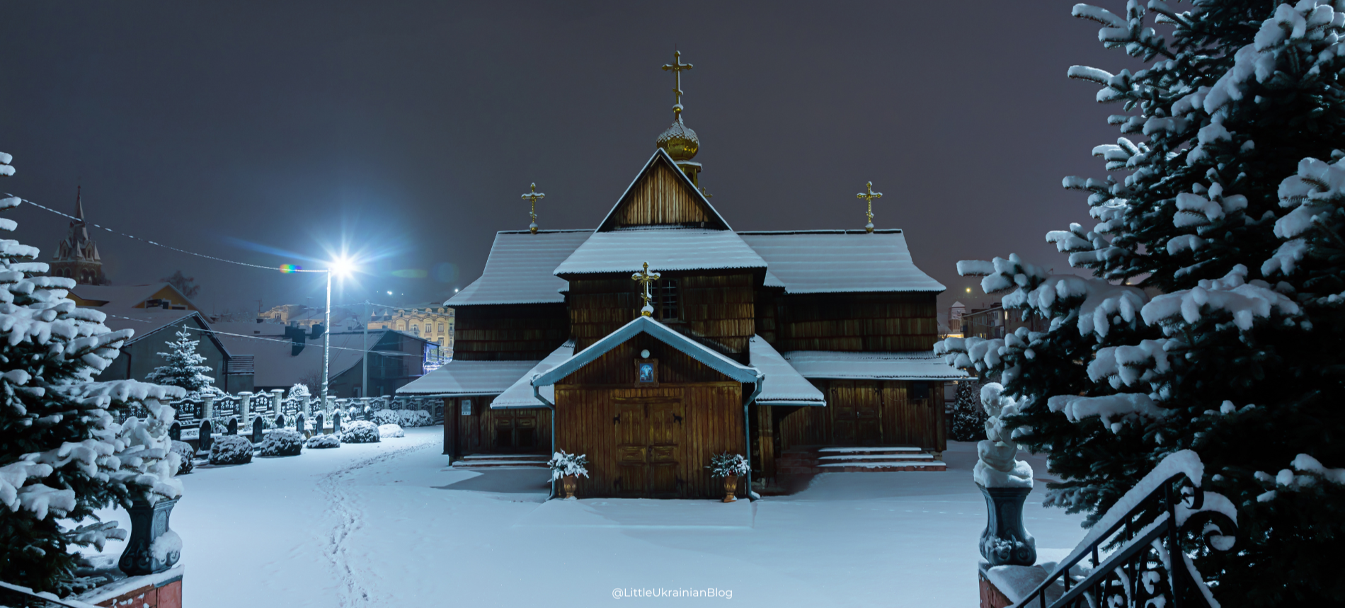 Sviatyi Vechir, Святий Вечір, Holy Evening, Christmas in Ukraine, Різдво в Україні, Village church at night, Ukrainian village, Ukrainian Church.