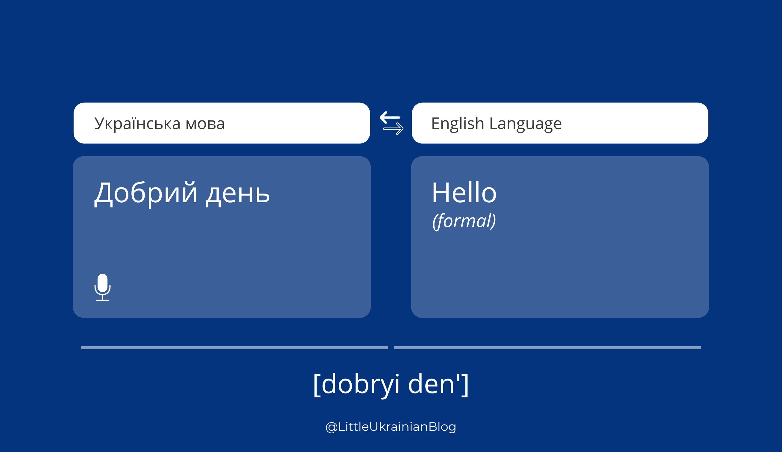 Ukrainian Greetings for Beginners, Добрий день, dobryi den, Hello in Ukrainian