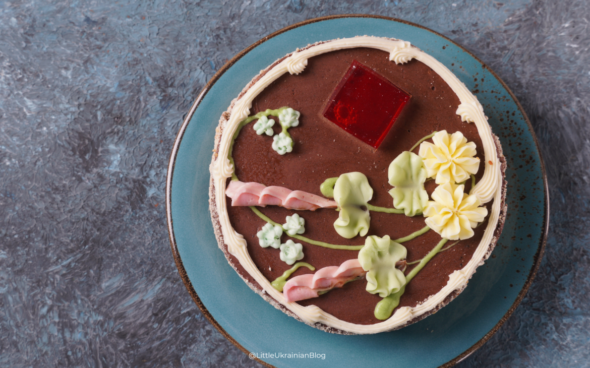 Traditional Kyiv Cake (Київський торт) with layers of meringue and buttercream, one of Ukraine’s most iconic desserts from the capital city, featured in Traditional Ukrainian Dishes by Region.